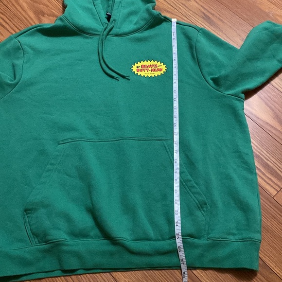 H&M bra is and butt-head green regular fit sweatshirt hoodie kangaroo pocket - Picture 12 of 14